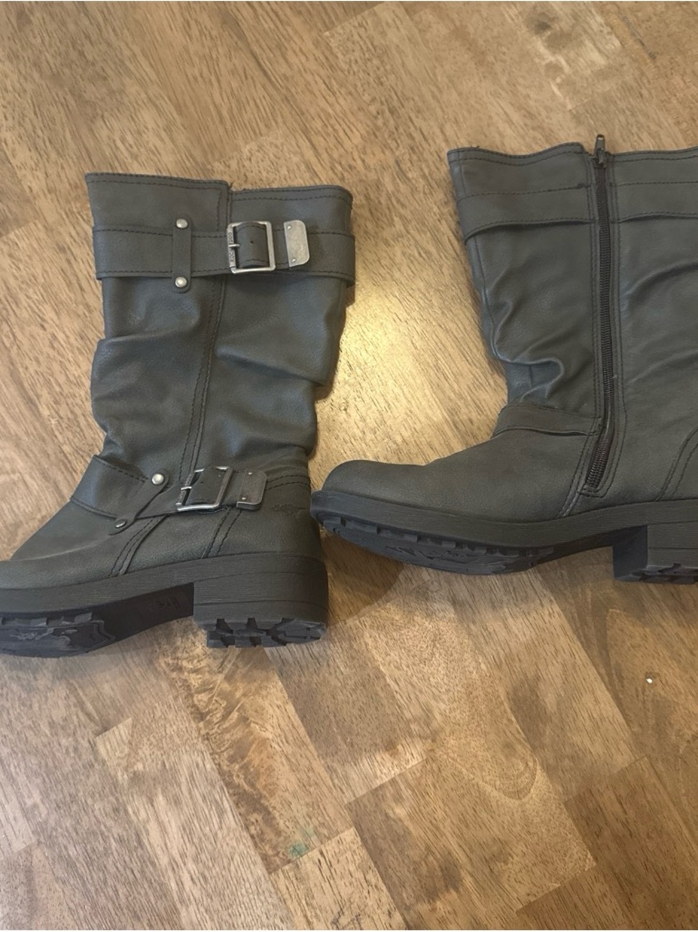 Rocket Dog grey Buckle Mid-Calf Combat Boots